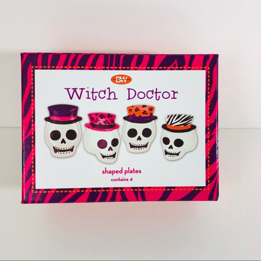 Halloween Witch Doctor Sugar Skull Snack Plates